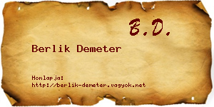Berlik Demeter névjegykártya